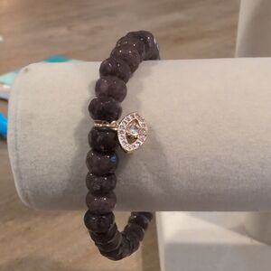 Budhagirl Purple Beaded Bracelet with Gold Charm